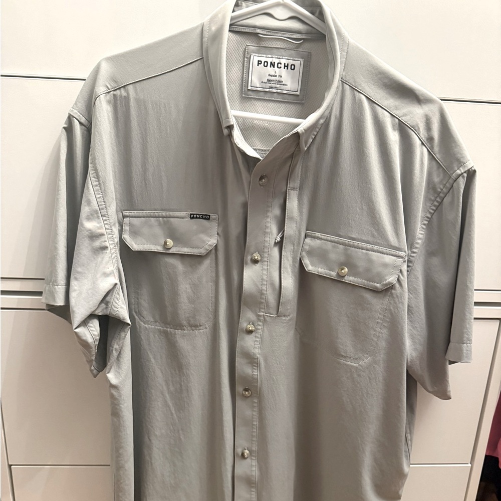 Poncho Outdoor Short Sleeve Shirt  - Size L - Grey
